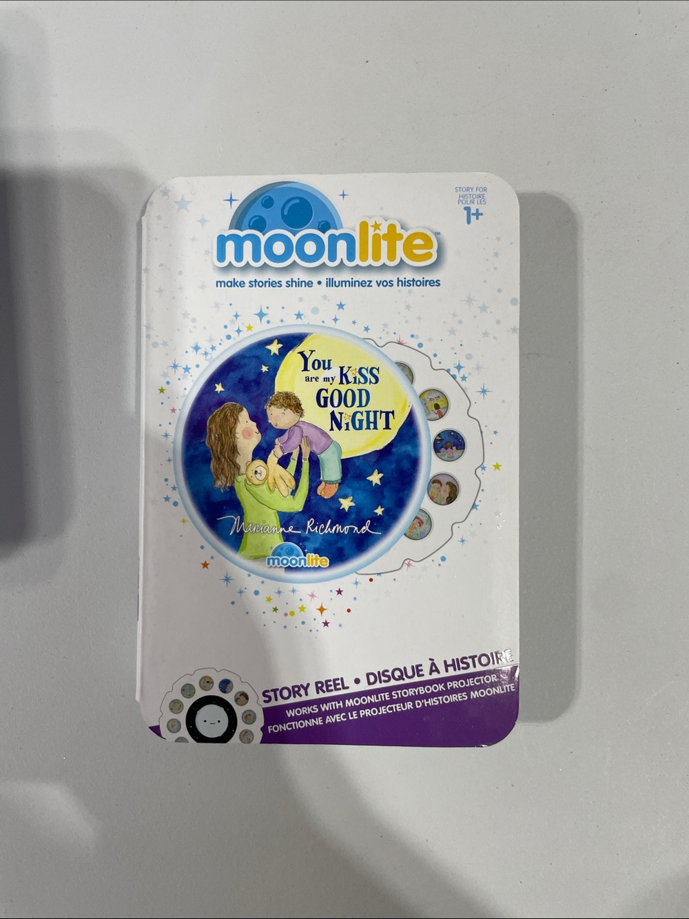 Moonlite Story Reel "You Are My Kiss Good Night" - White/Blue
